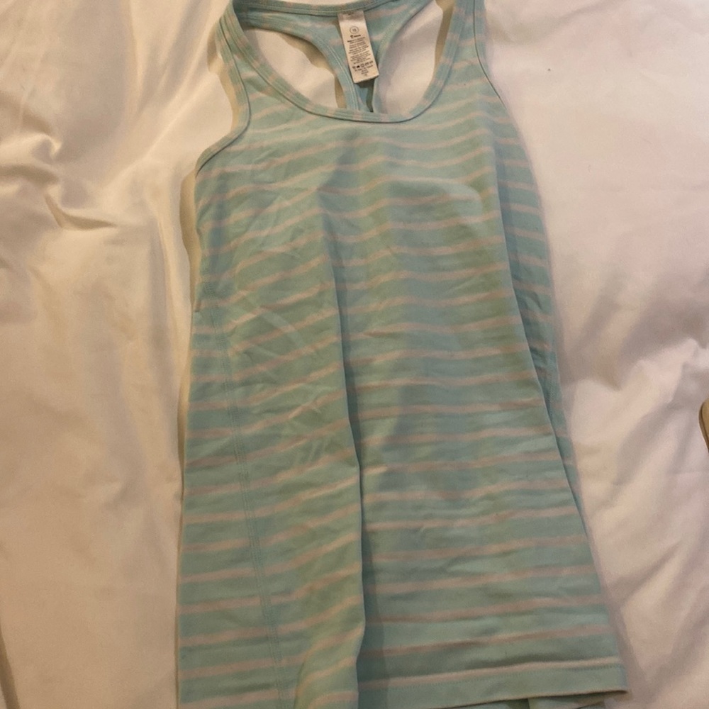 I Viva blue and white striped Tennis tank top small